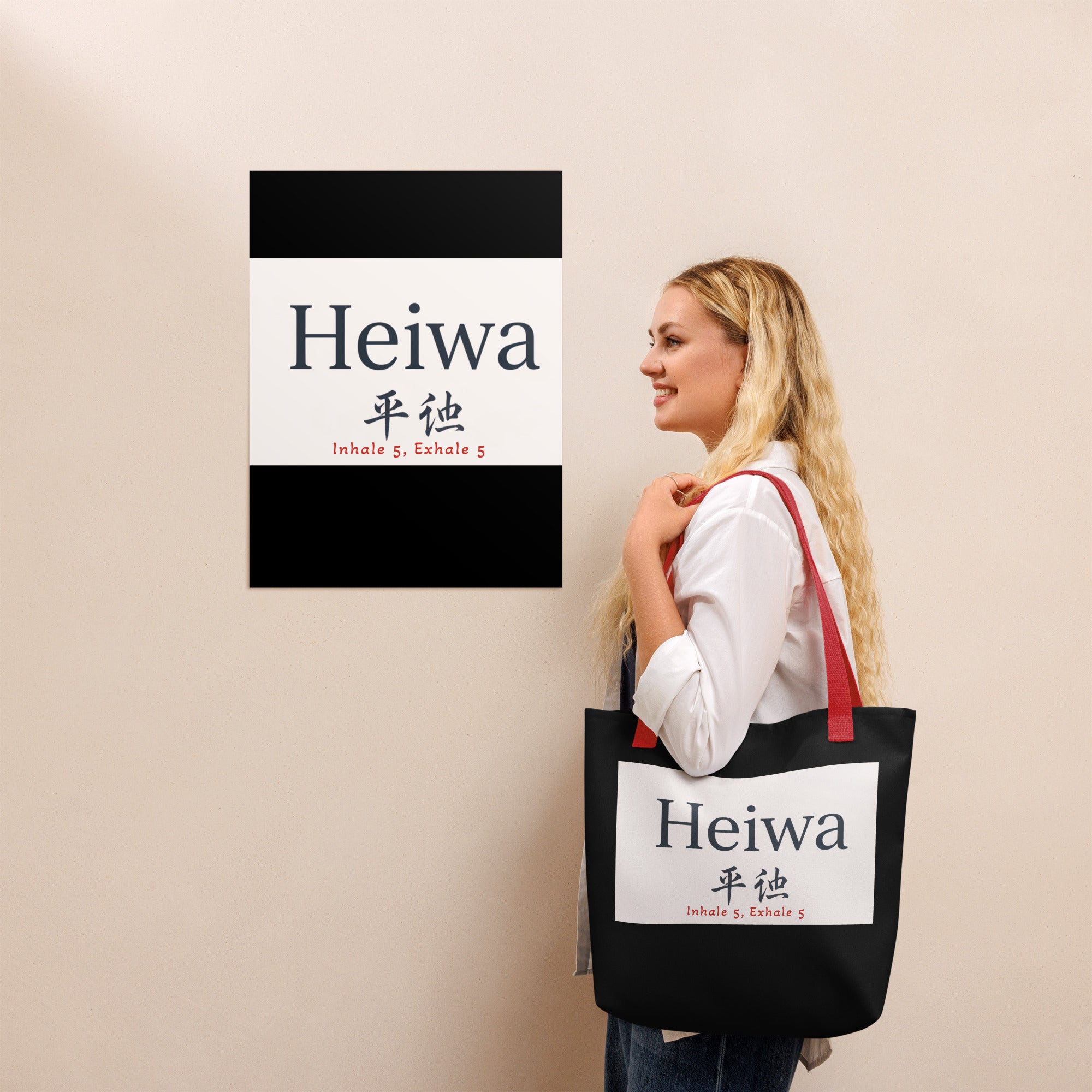 Inhale 5 Exhale 5 tote bag by Heiwa — breathwork and nervous system wellness accessor