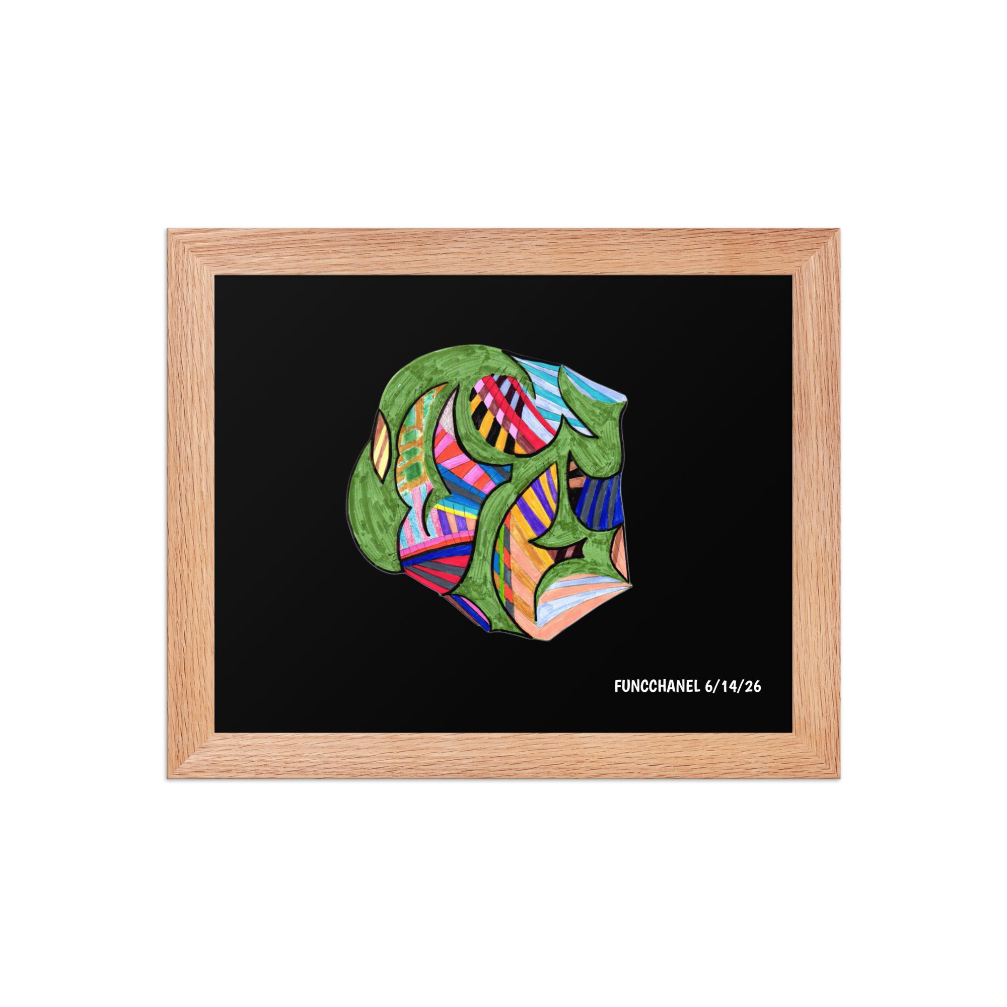 Original FuncChanel healing art "More Than Enough" — bold, interwoven ribbons of color in coral, cobalt, gold, violet, and jade woven through lush green organic forms. Hand-drawn by Chanel. Part of the FuncChanel Resurrection Collection.