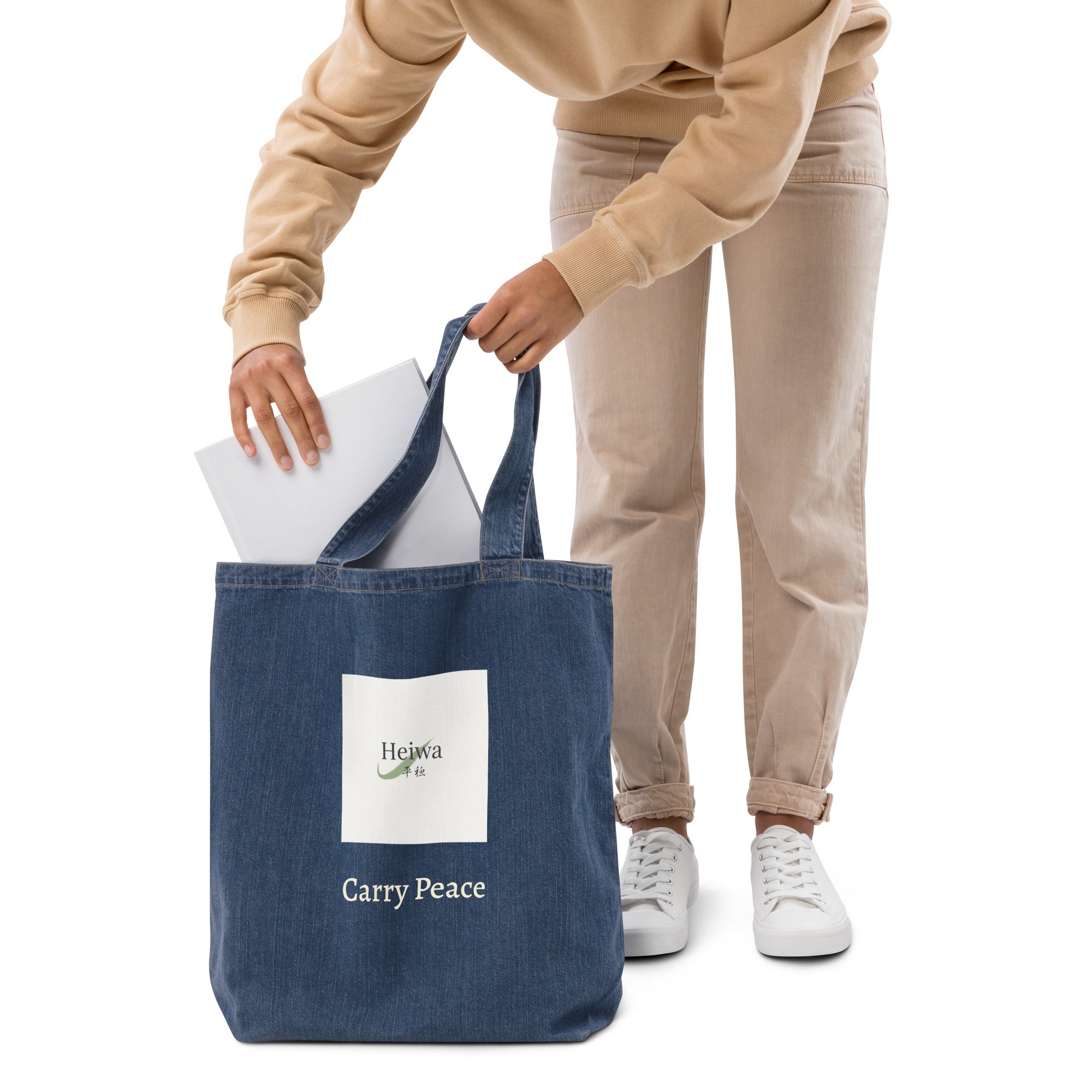 Carry Peace tote bag by Heiwa — mindfulness and wellness lifestyle accessory