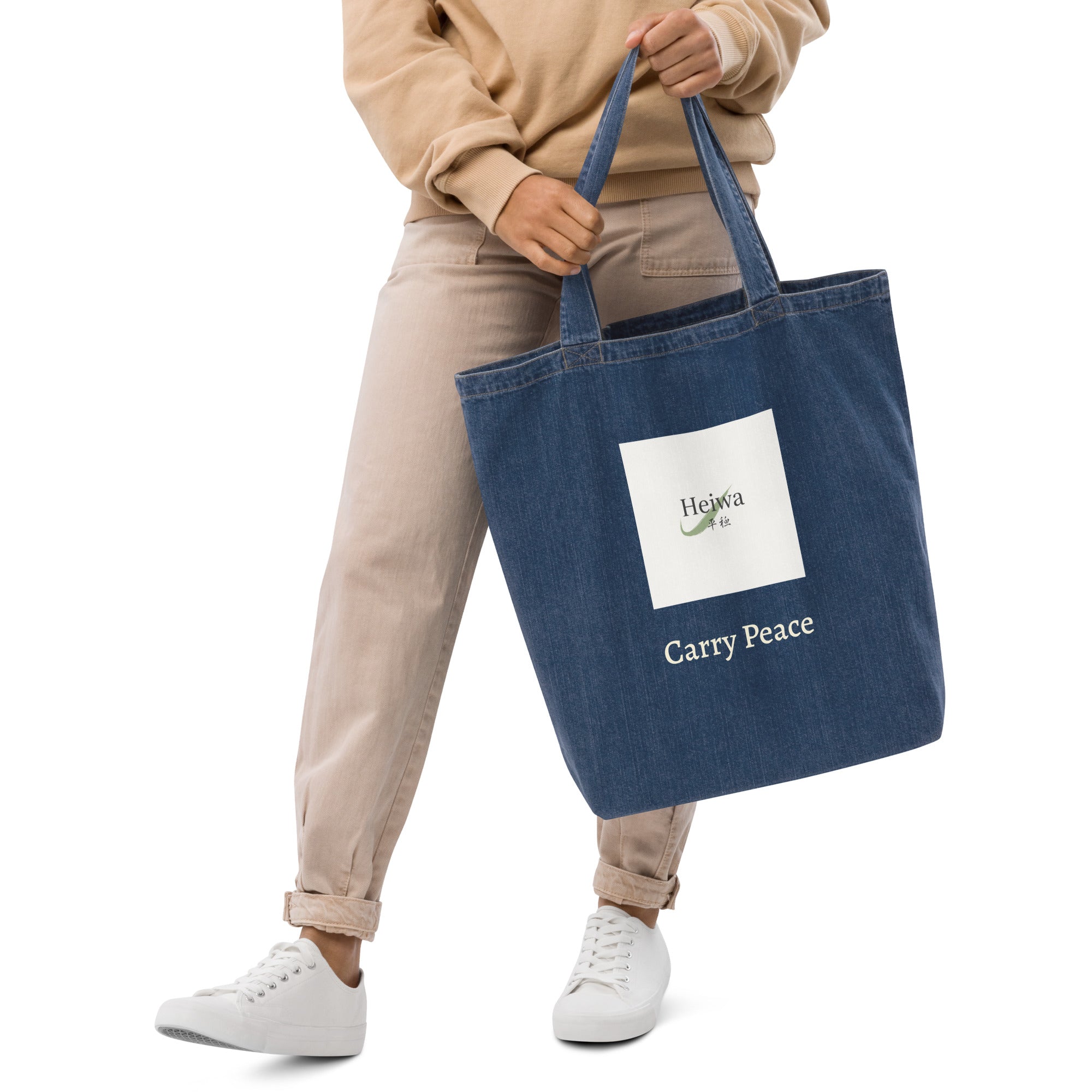 Carry Peace tote bag by Heiwa — mindfulness and wellness lifestyle accessory